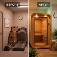 AuroraTherm Cedar Indoor Sauna — Before & After
